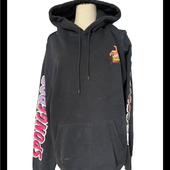 Divided H&M Black Spongebob Hoodie Size XL w/ Patrick "Oh Buoy" Graphic Print - Picture 2 of 13
